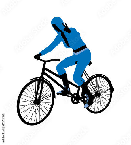 Female Bicycle Rider Illustration Silhouette