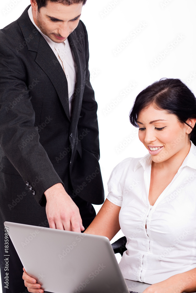 Corporate people working with laptop Corporate people working with laptop