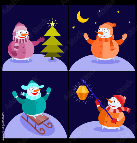 Snowman images - Night
