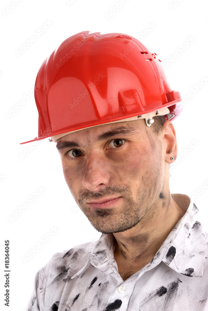 close-up portrait of a young builder or a coal miner close-up portrait of a young builder or a coal miner