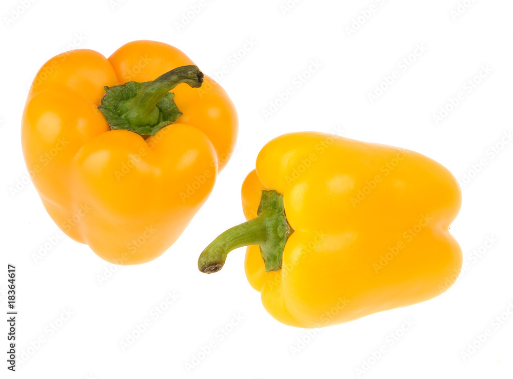 yellow sweet peppers isolated on a white background yellow sweet peppers isolated on a white background