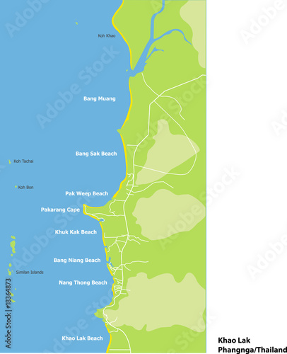 Vector map of Khao Lak in Phangnga / Thailand