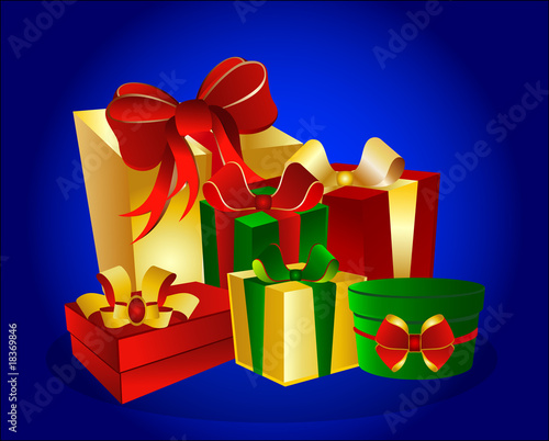 Geschenke auf blauem Hintergrund