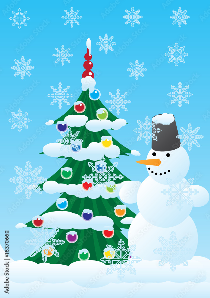 Snowman and Christmas spruce Snowman and Christmas spruce