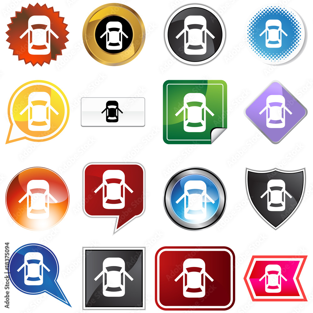 Open Car Door Alert Icon Set Open Car Door Alert Icon Set