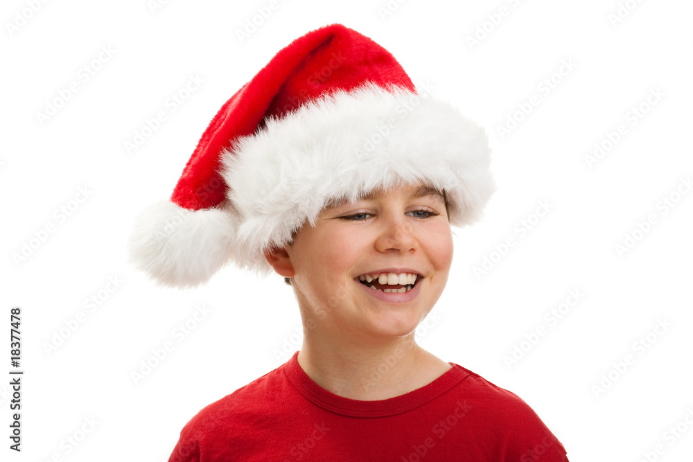 Boy as Santa Claus isolated on white background Boy as Santa Claus isolated on white background
