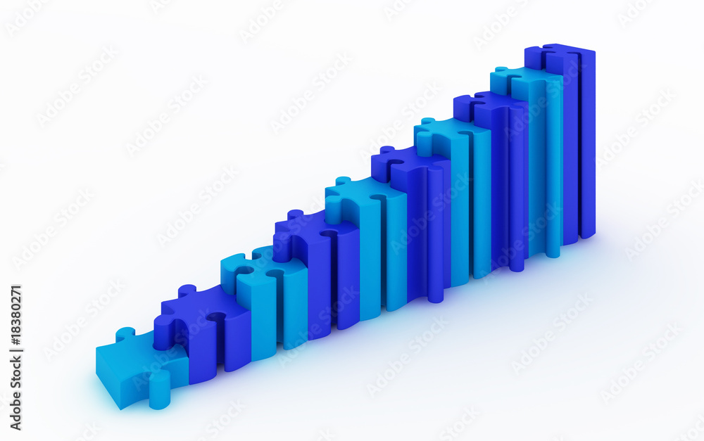 Business graph puzzle with white background Business graph puzzle with white background