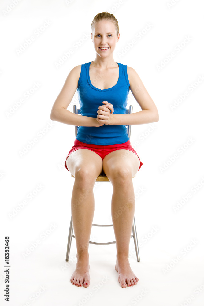 exercising woman sitting on chair exercising woman sitting on chair