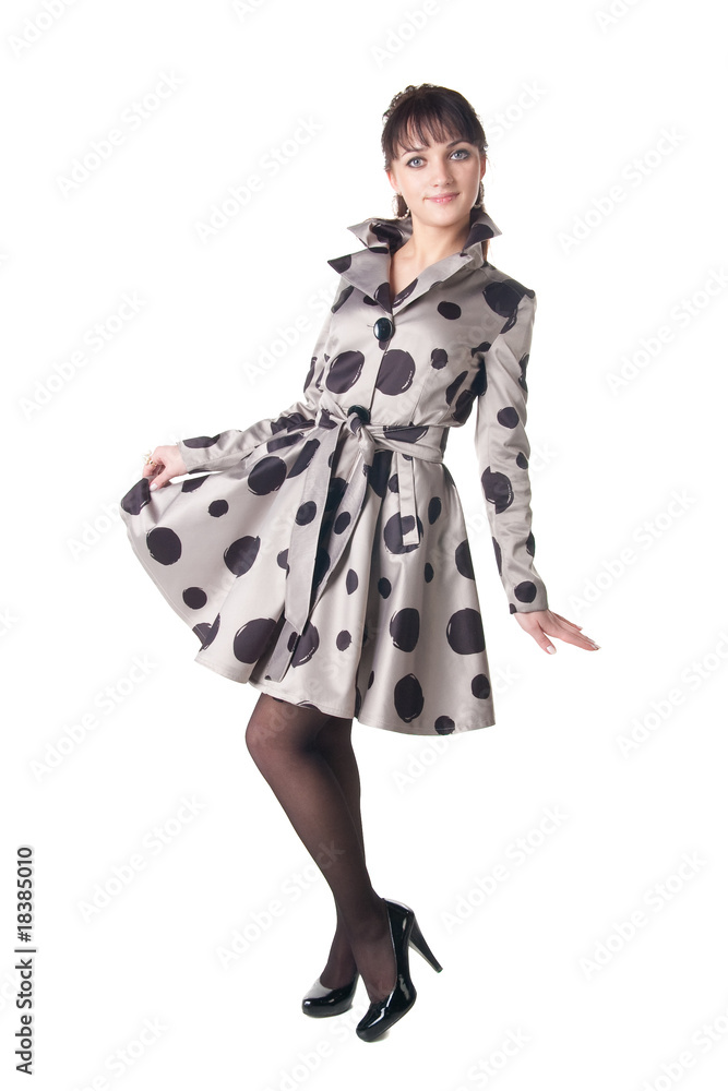 cheerful coquette in retro style dress. cheerful coquette in retro style dress.