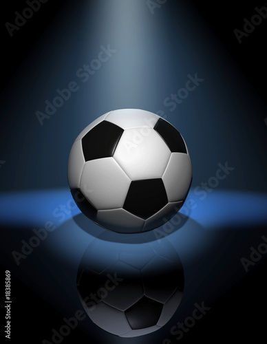 soccer ball in blue spotlight