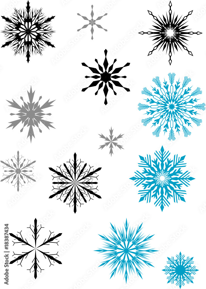 blue, black and grey snowflakes
