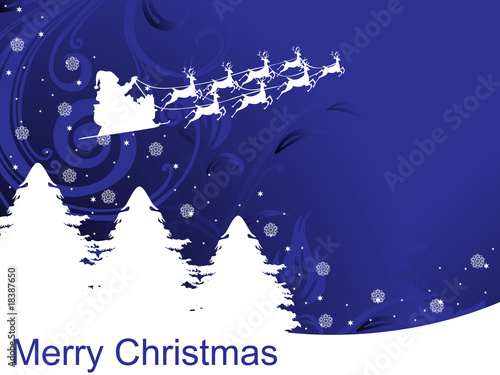 floral background with reindeer, tree
