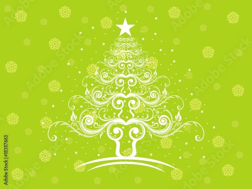 green background with floral tree