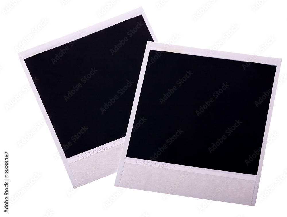 two polaroid cards on white two polaroid cards on white