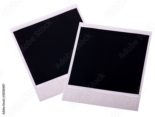 two polaroid cards on white