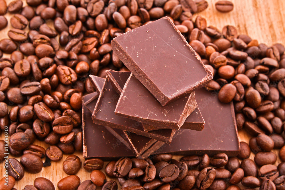 Chocolate and coffee beans Chocolate and coffee beans