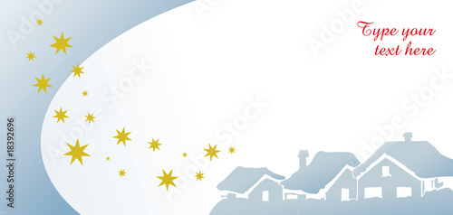 biglietto auguri con villaggio natalizio