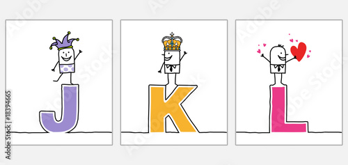 cartoon alphabet - J K L