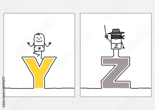 cartoon alphabet - Y Z