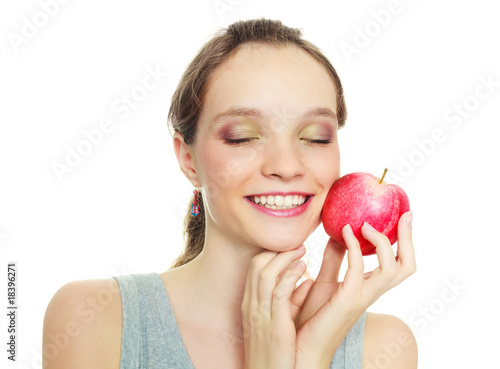 dreamy girl with an apple