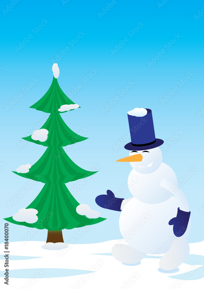 Snowman and spruce