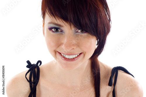Young Beautiful Woman Portrait Smiling Isolated photo