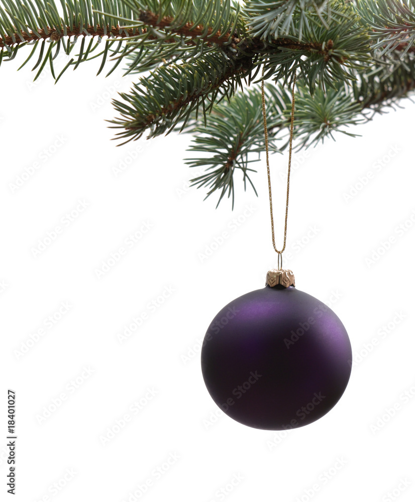 Christmas decoration ball hanging on the firtree