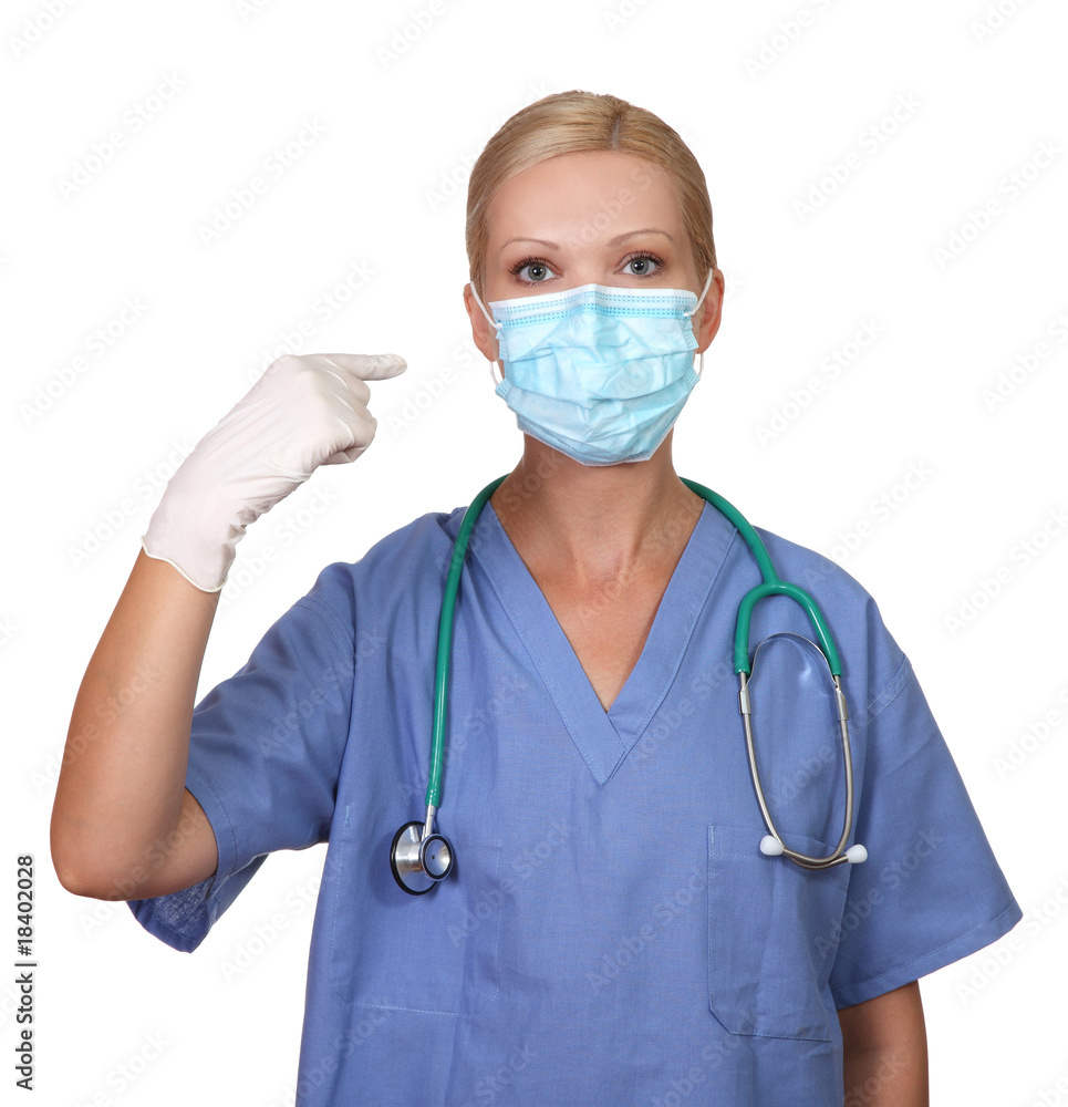 Image of young female nurse wearing face mask Image of young female nurse wearing face mask