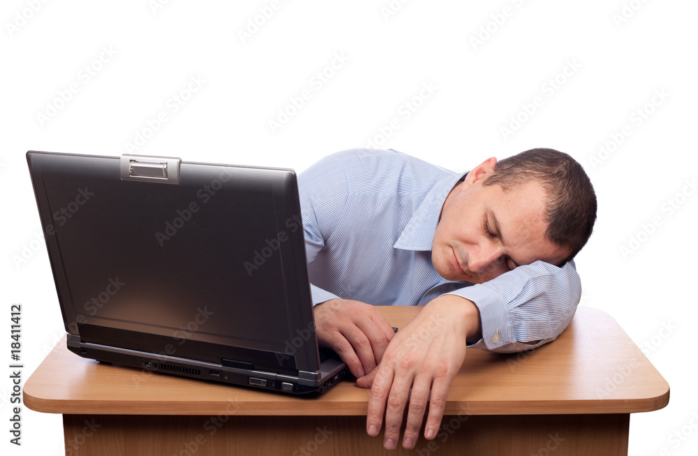 Businessman sleeping at office Businessman sleeping at office