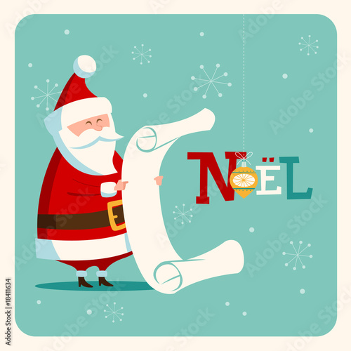 Christmas card with Santa. Vector. Editable