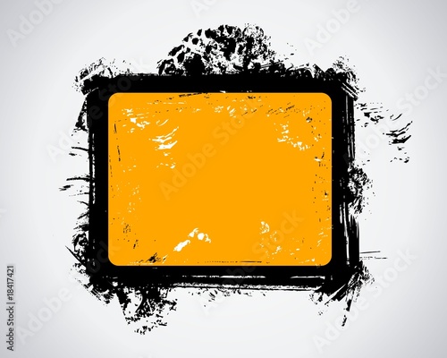 Grunge frame in black and orange color. Vector illusration.