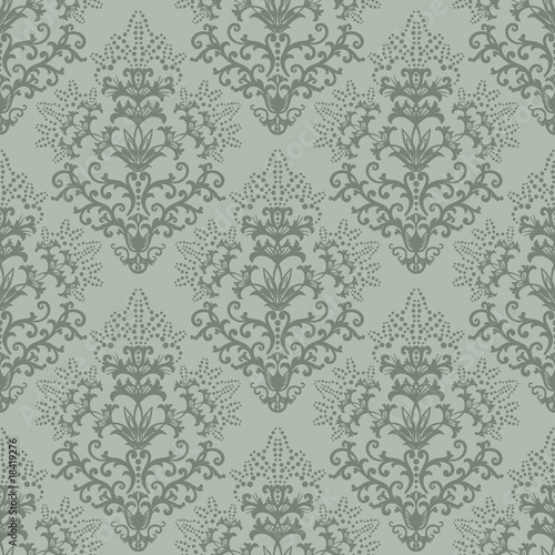 Seamless fern green floral wallpaper