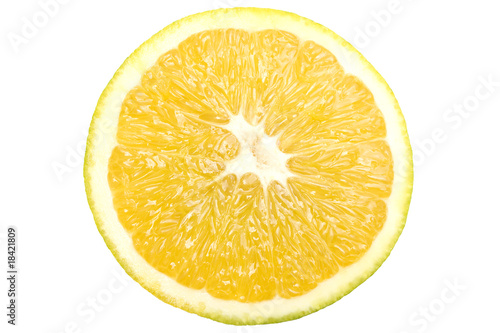 one isolated green orange in white background