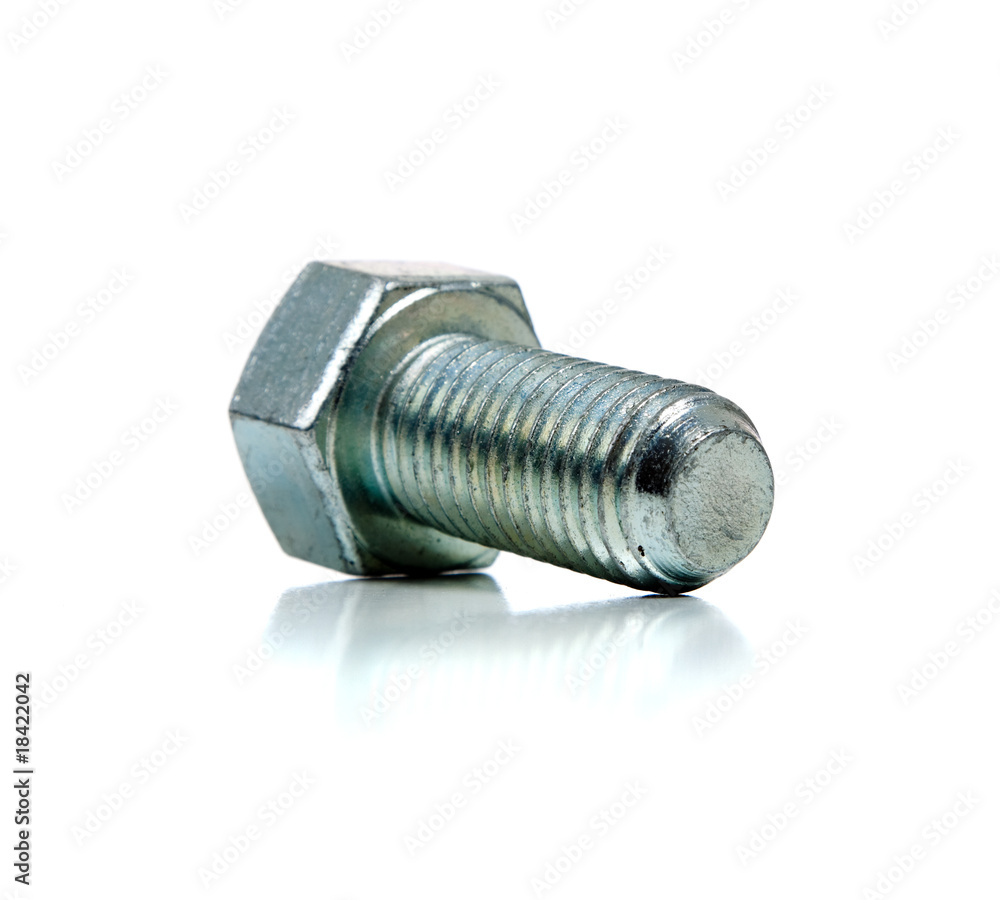 A large silver bolt on white A large silver bolt on white
