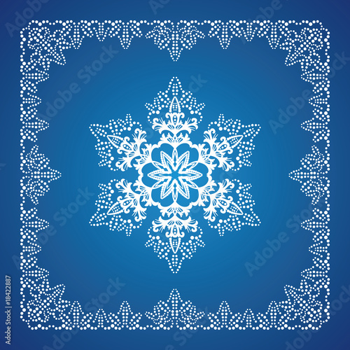 Single detailed snowflake with Christmas border
