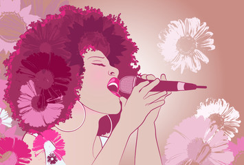 Handdoek met foto Muziekband Vector illustration of a jazz singer  © Isaxar