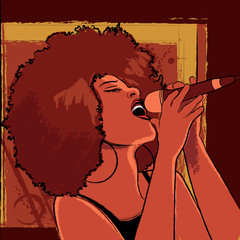 Handdoek met foto Muziekband Vector illustration of a jazz singer  © Isaxar