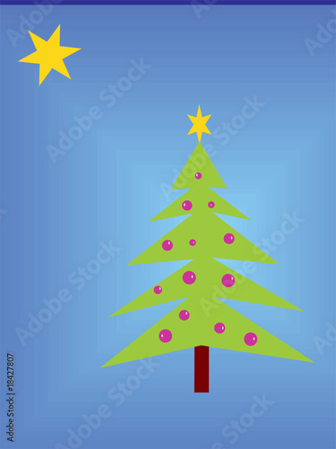 Weihnachtsbaum mit blauem Hintergrund und Stern