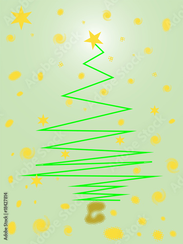 Abstrakter Weihnachtsbaum mit günem Hintergrund