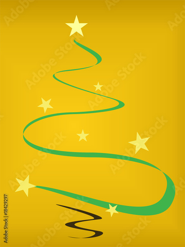 Abstrakter Weihnachtsbaum mit goldenem Hintergrund