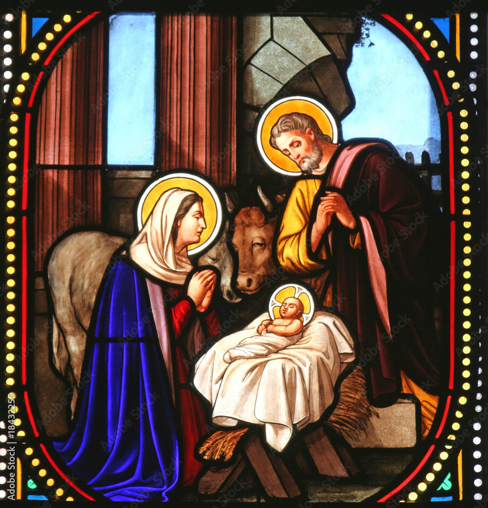 Nativity scene, Church of St. Catherine, Bethlehem - obrazy, fototapety, plakaty 