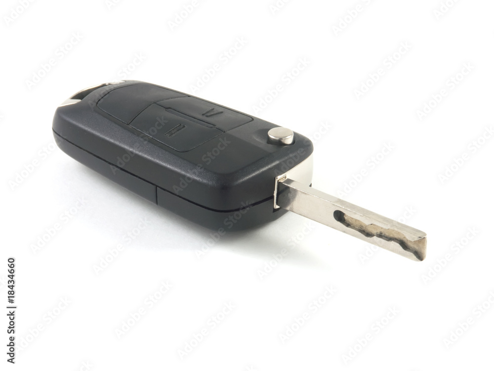 Black car keys with the immobilizer and two buttons isolated on Black car keys with the immobilizer and two buttons isolated on