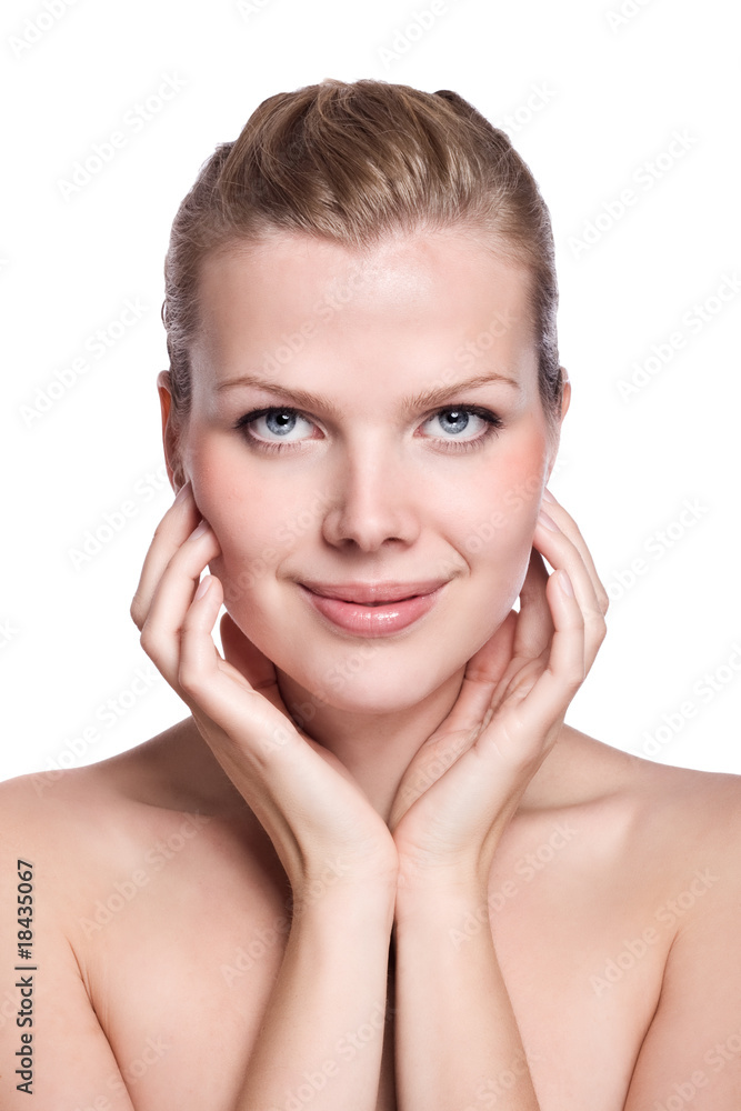 woman touching with her hand the healthy skin woman touching with her hand the healthy skin
