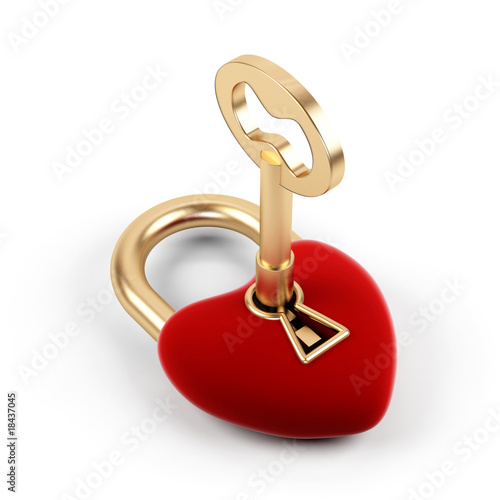 Heart padlock on a white background.