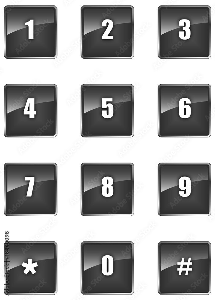 Aqua numbers black buttons Aqua numbers black buttons