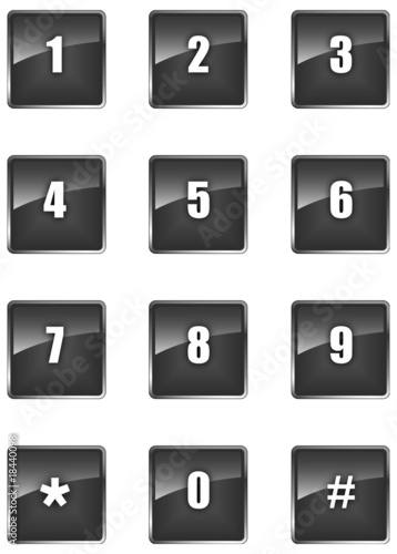 Aqua numbers black buttons