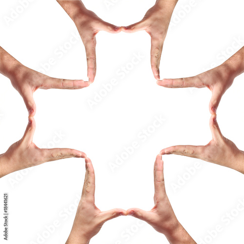 Cross sign made from man hand