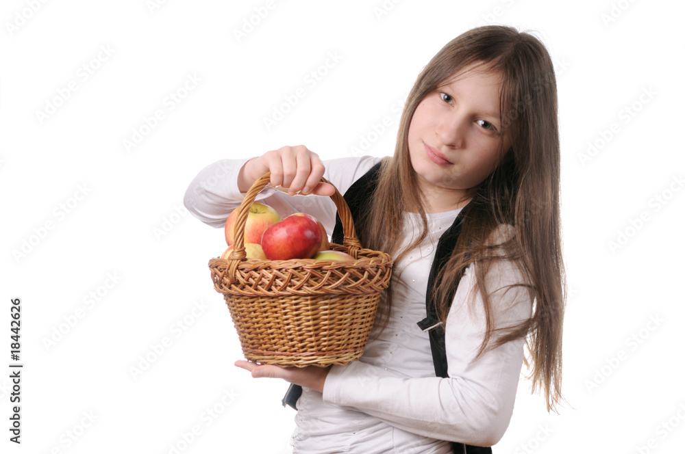 Girl with basket of apples Girl with basket of apples