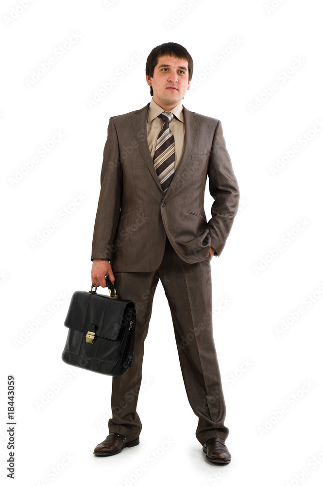 Businessman in suit holding briefcase. Businessman in suit holding briefcase.