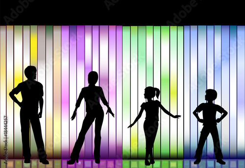 Family Fashion Show on colorful Background